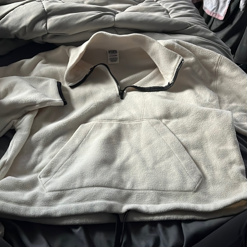 PINK quarter zip cropped crew neck fleece